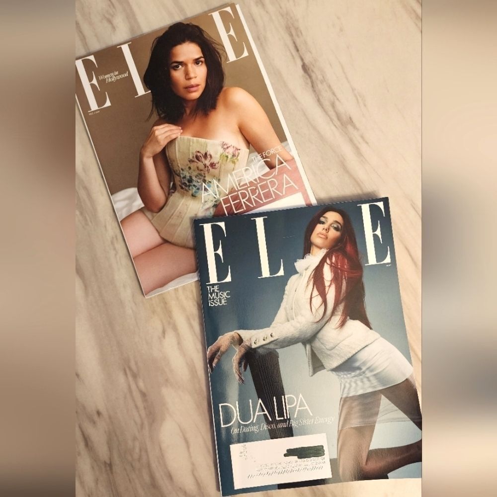 TWO Elle Magazines w/America Ferrara & Dua Lipa